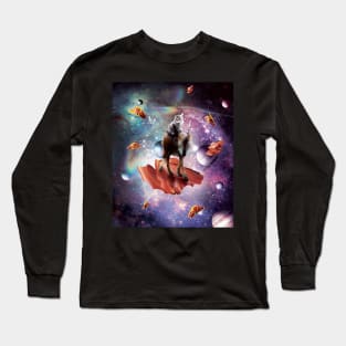 Space Cat Riding Wolf Unicorn - Bacon & Taco Long Sleeve T-Shirt